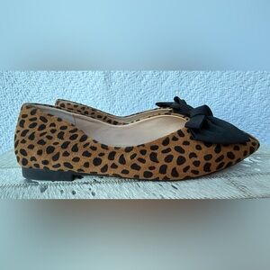 C.Paravano Leopard Print Ballet Flats Bow Detail EU 38.5 nwob